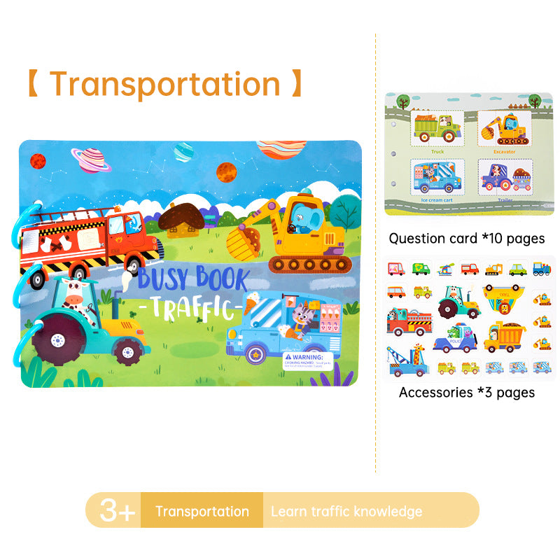 Children's early education quiet sticker book busybook baby common sense cognitive card sticker book educational toy