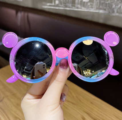 Cute Leopard Double Color Cartoon Shape Round Sunglasses Kids Vintage Sunglasses UV400 Protection Classic