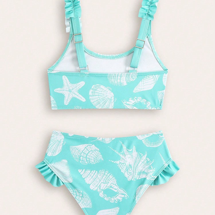 Printed Cute Girl Two-Piece Swimsuit Beach Bathing Suit Hot Spring Baby Bikini