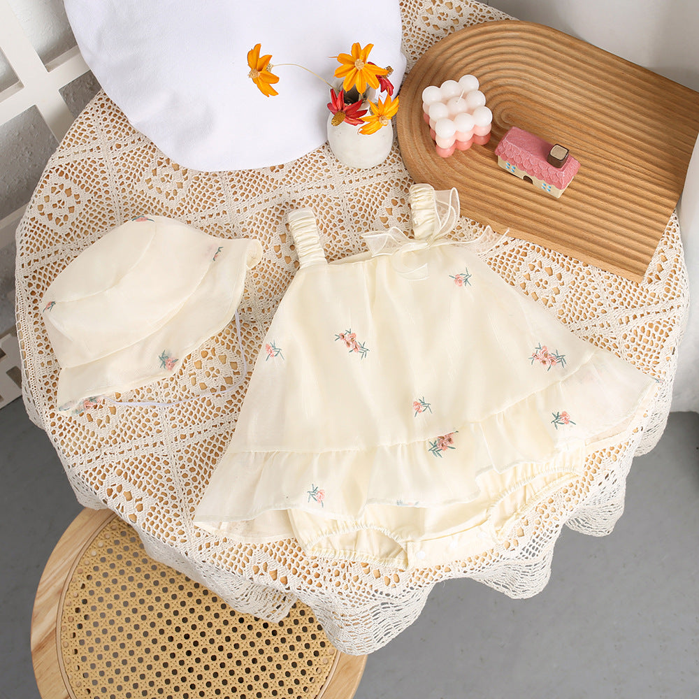 Summer Romper Dress Onesie Lightweight Baby Bodysuit Crawling Outfit for 100-Day Baby