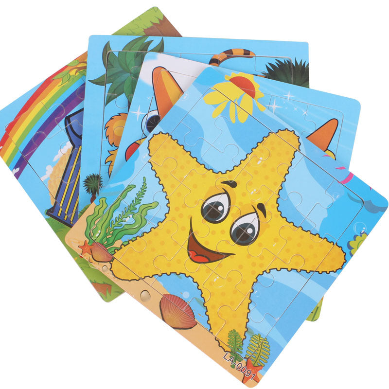 Wooden puzzle, children's animal puzzle, educational cartoon, flat puzzle toy for early childhood education