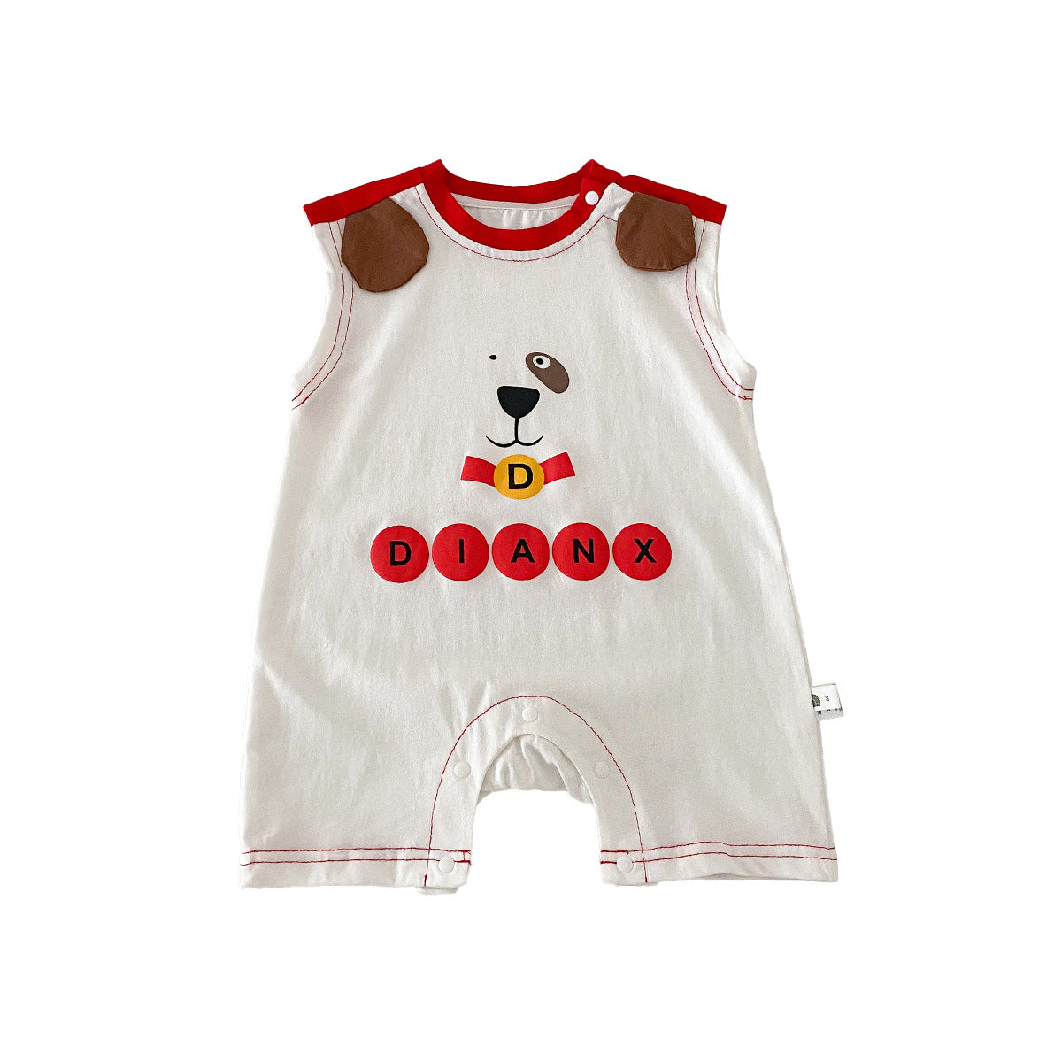 Baby Summer New Cartoon Dog Sleeveless Romper, Baby Casual Breathable Letter Romper