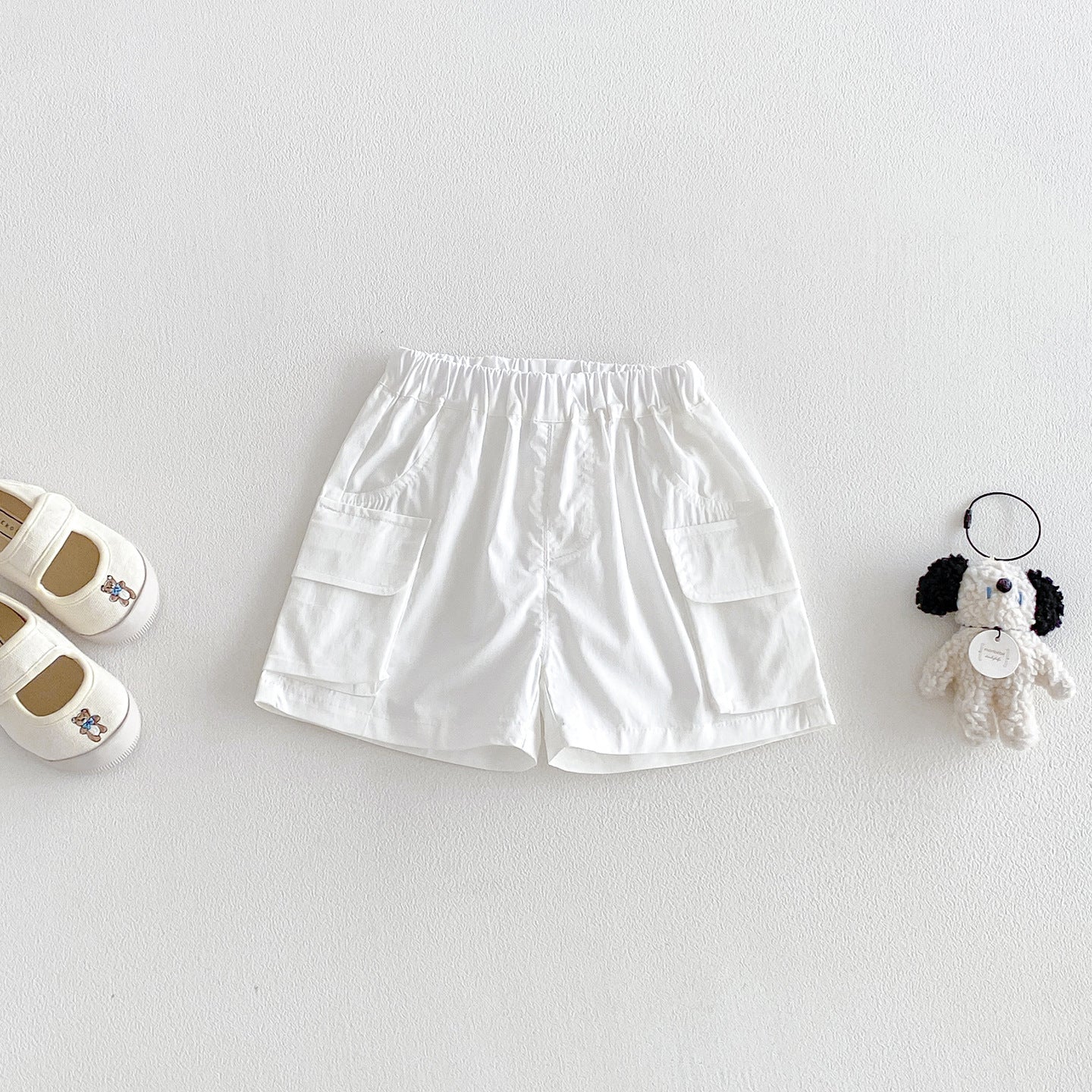 Summer New Infant and Toddler 3D Cartoon Checkered Short-Sleeve Shirt with Lightweight Work-Style Shorts Two-Piece Set