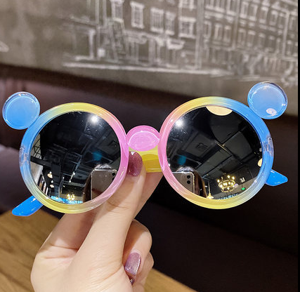 Cute Leopard Double Color Cartoon Shape Round Sunglasses Kids Vintage Sunglasses UV400 Protection Classic