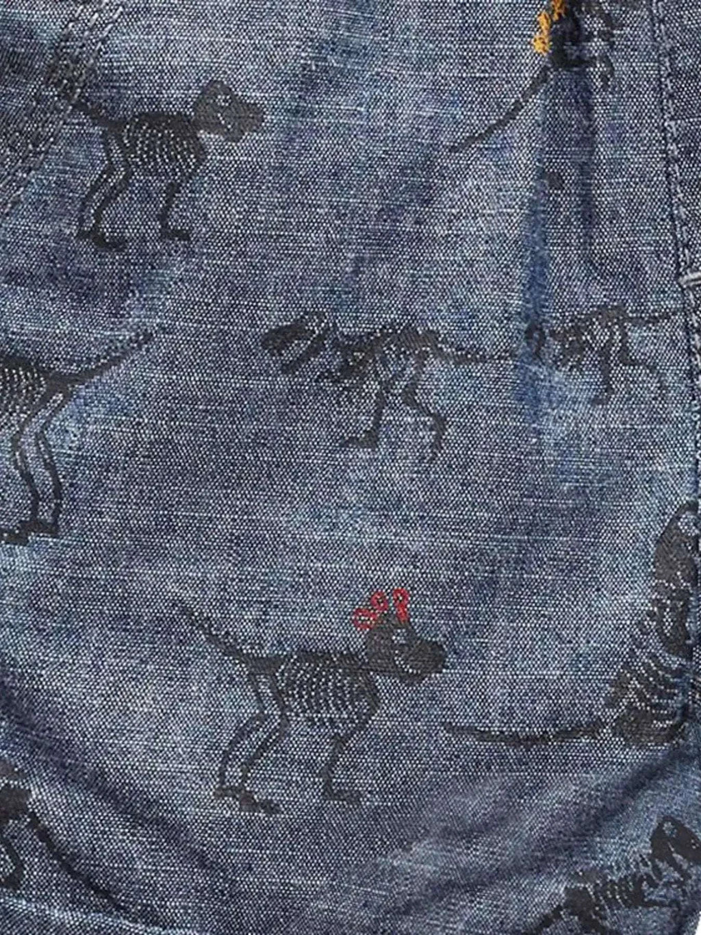 Blue woven shorts with allover dinosaur print