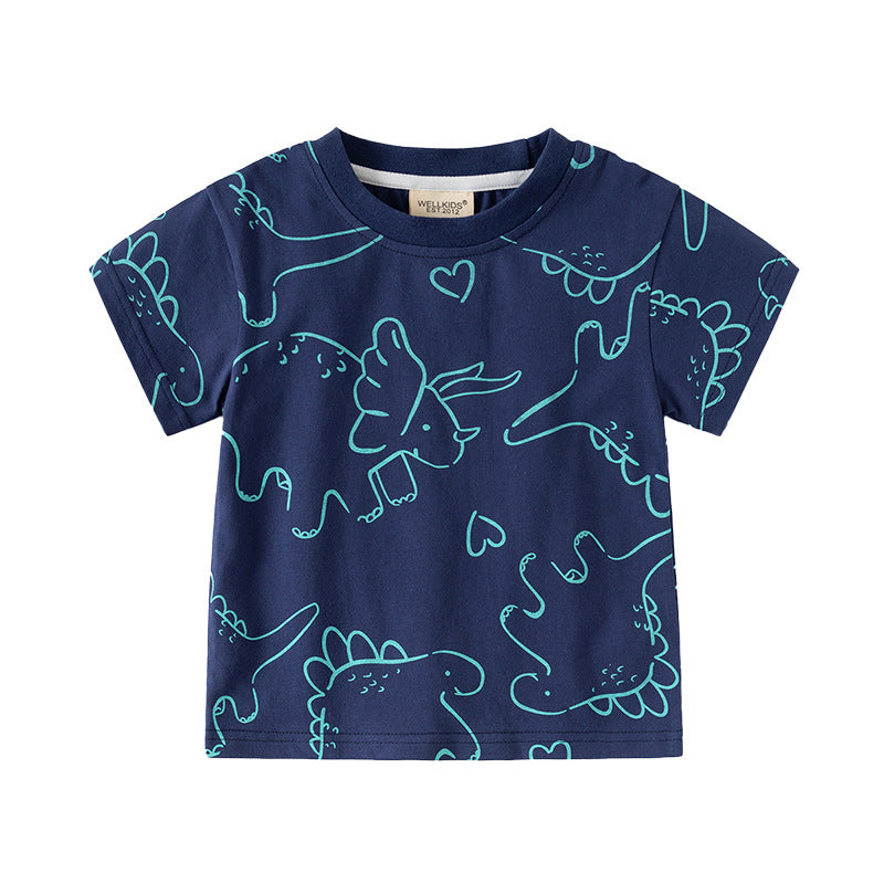 Short Sleeve T-Shirt Summer New Kids Clothing Printed Half Sleeve Top Drop Shipping