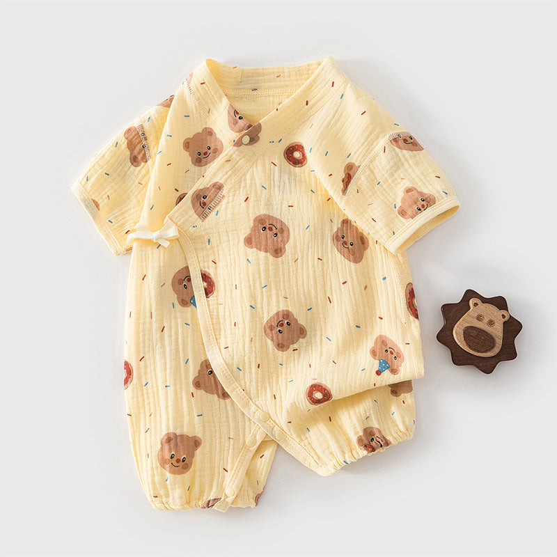 Summer short sleeved baby thin gauze super cute pajamas