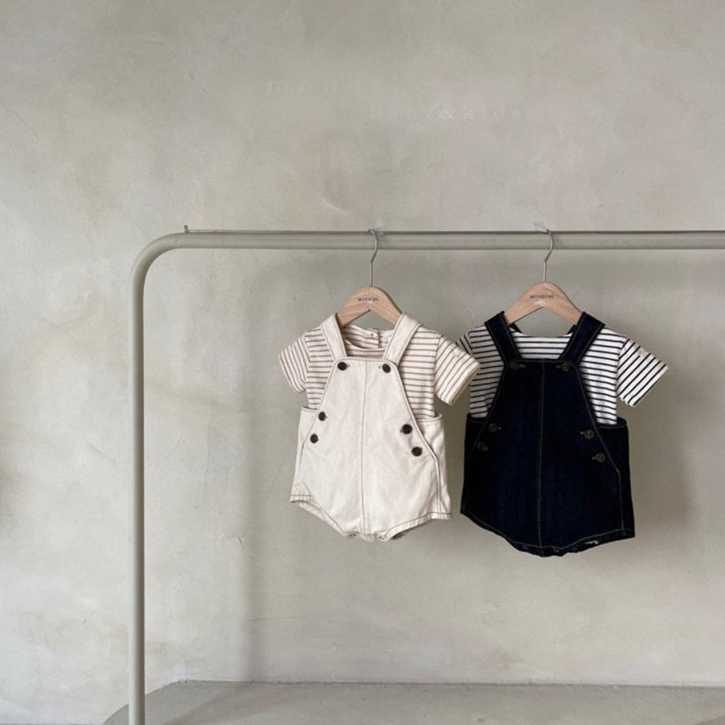 Clothing Summer Boys and Girls Short Sleeve Denim Overalls