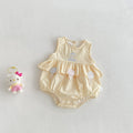 Cute Cartoon Checkered Sleeveless Romper for Baby GirlsFashionable Breathable Onesie