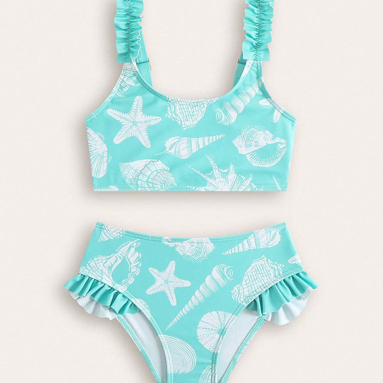 Printed Cute Girl Two-Piece Swimsuit Beach Bathing Suit Hot Spring Baby Bikini