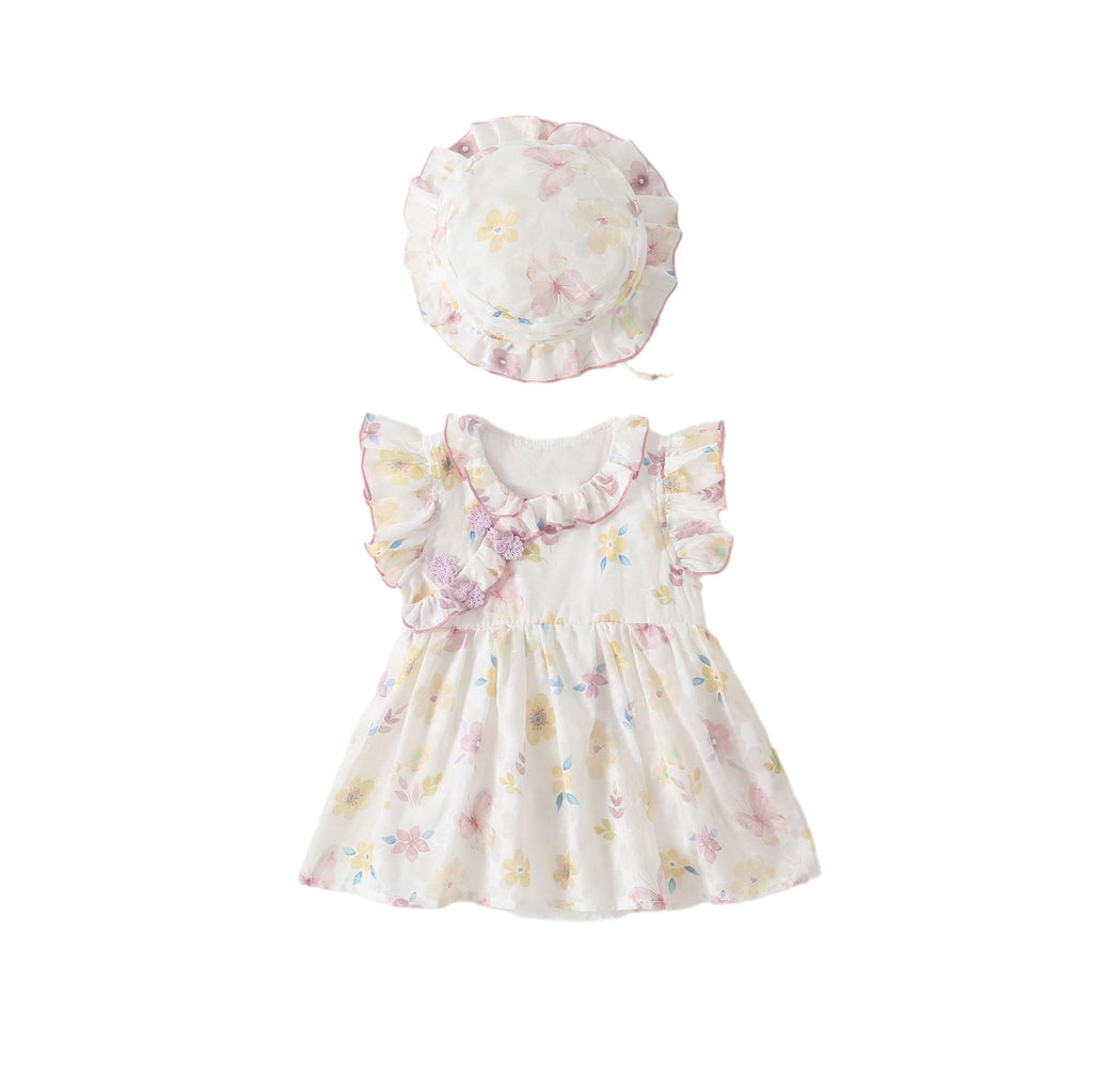 Baby Hanfu Romper DressQipao Baby Bodysuit with Floral Design, Short Sleeve, Traditional Chinese Costume for Girls