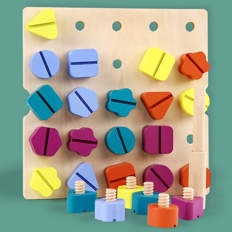 Children Screw Shape Matching Color Cognitive Nut Tool Early Education Hand-Eye Coordination Training Educational Toys