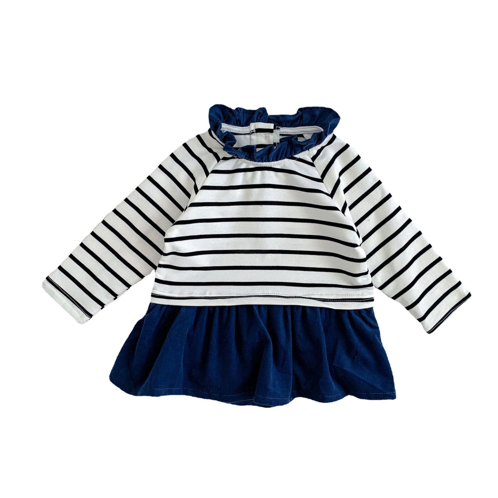 Spring Autumn Baby Color Block Stripe Long Sleeve Bodysuit Dress for Girls Fashion Baby Romper Dress