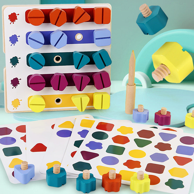 Children Screw Shape Matching Color Cognitive Nut Tool Early Education Hand-Eye Coordination Training Educational Toys