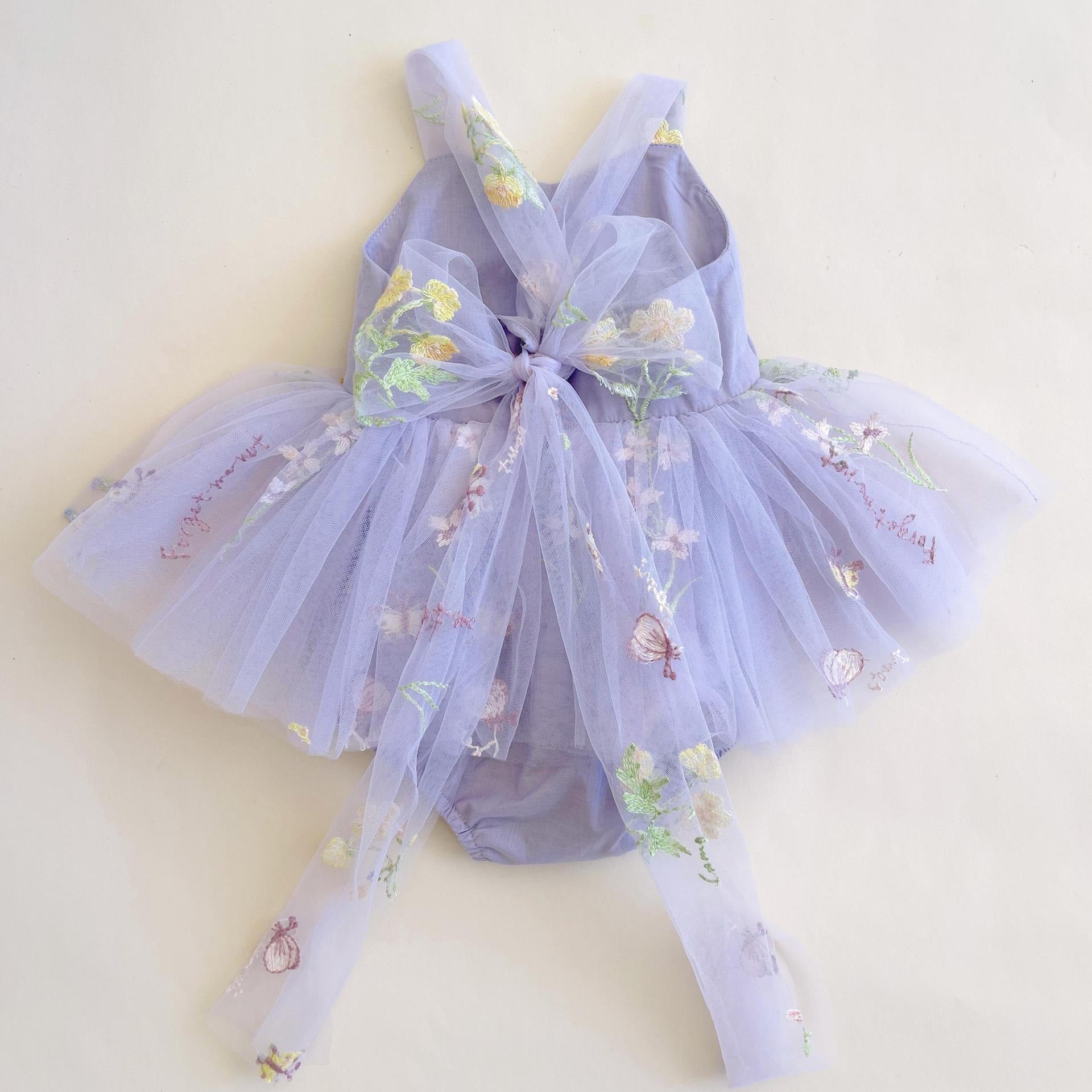 Summer women's treasure mesh camisole jumpsuit cute embroidered princess skirt baby one year old outfit