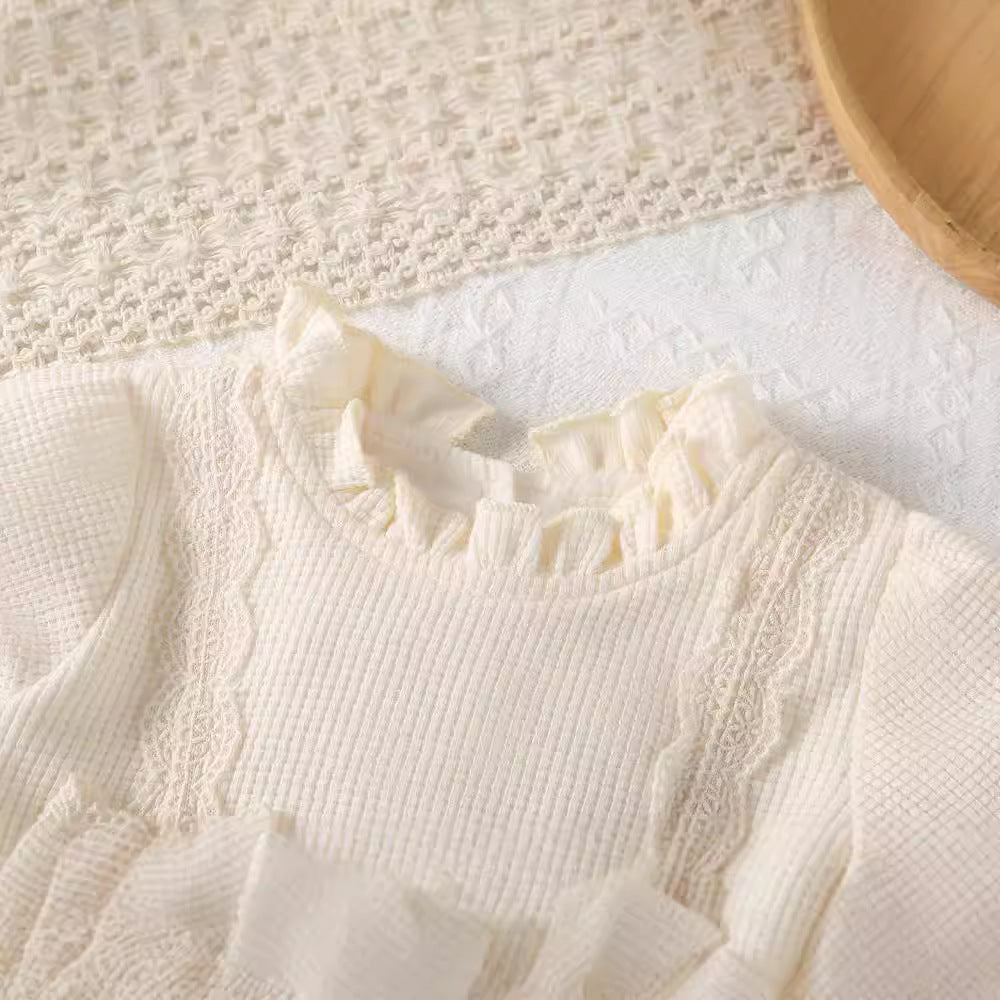 Baby Spring Lace Tulle Dress, Newborn Girl Baby 100-Day 1st Birthday Outfit, Romper Princess Onesie Bodysuit