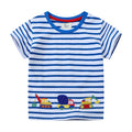 Cartoon Embroidery Round Neck Short Sleeve T-Shirt for Kids