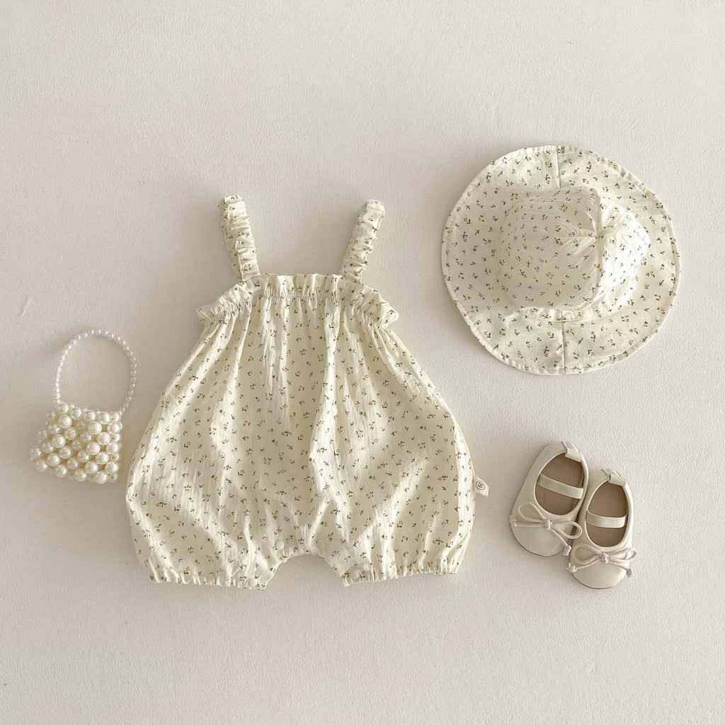 Cute Summer Baby Romper Short Sleeve Onesie for Boys and Girls Lightweight Straps Floral Pattern Stylish Outfit