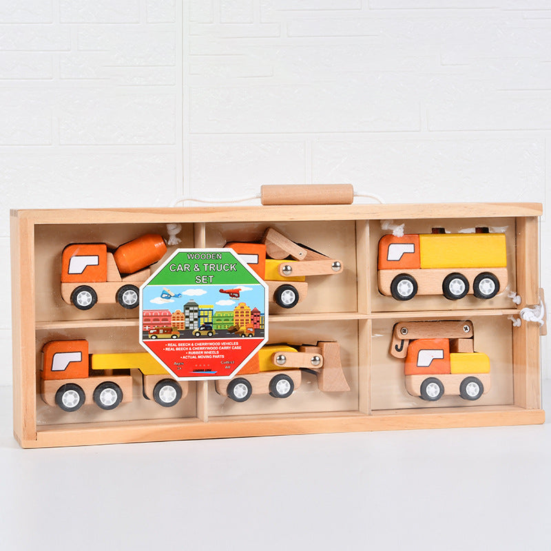 Wooden Children's Multifunctional Engineering Vehicle Ambulance Simulation Fire Truck Early Education Parent-Child Interactive Educational Toys