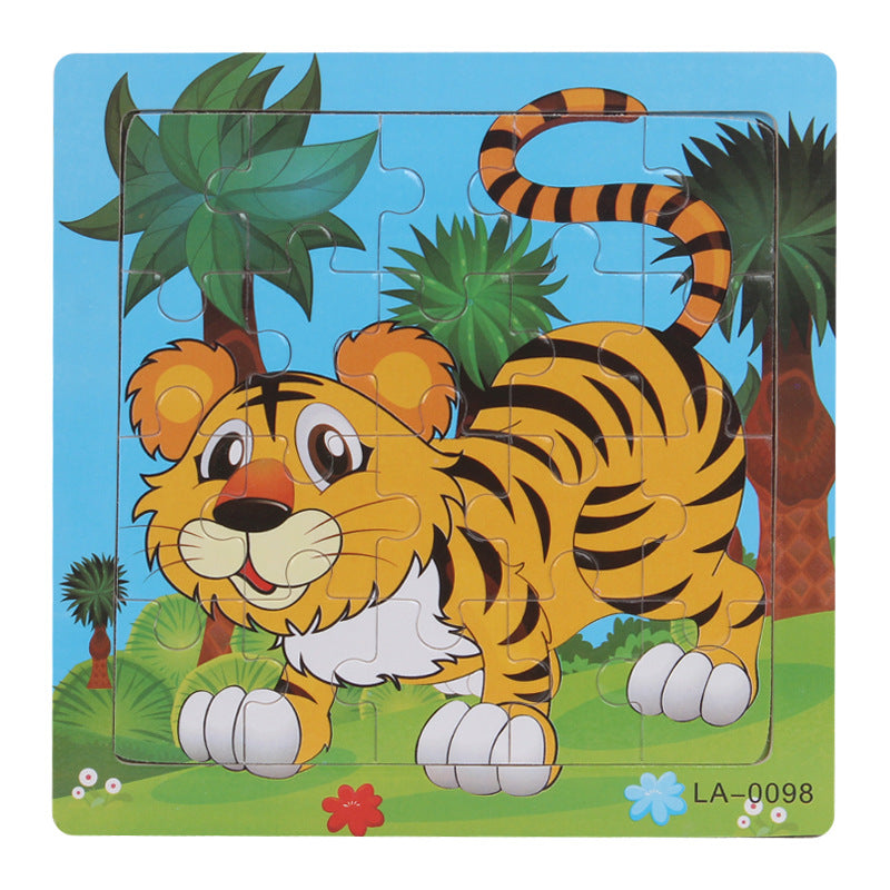 Wooden puzzle, children's animal puzzle, educational cartoon, flat puzzle toy for early childhood education