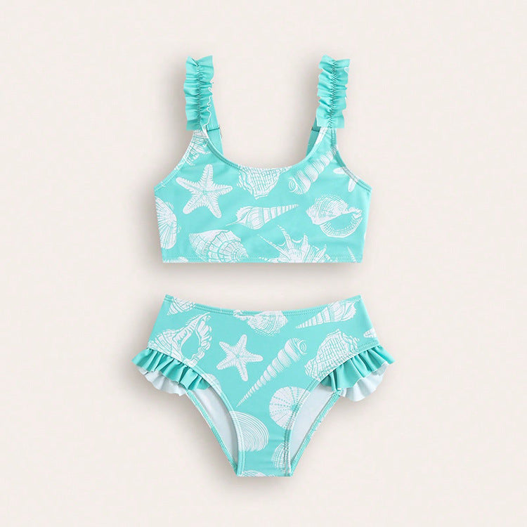 Printed Cute Girl Two-Piece Swimsuit Beach Bathing Suit Hot Spring Baby Bikini