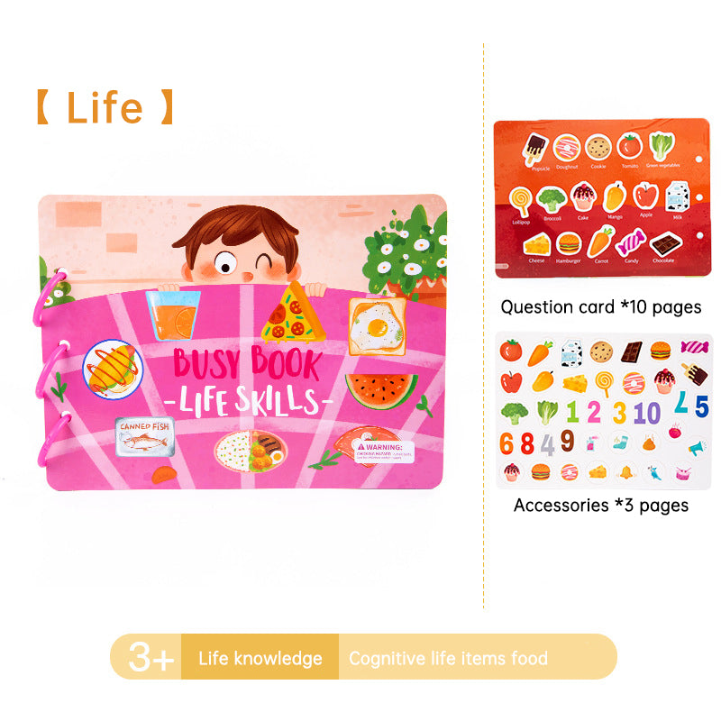 Children's early education quiet sticker book busybook baby common sense cognitive card sticker book educational toy