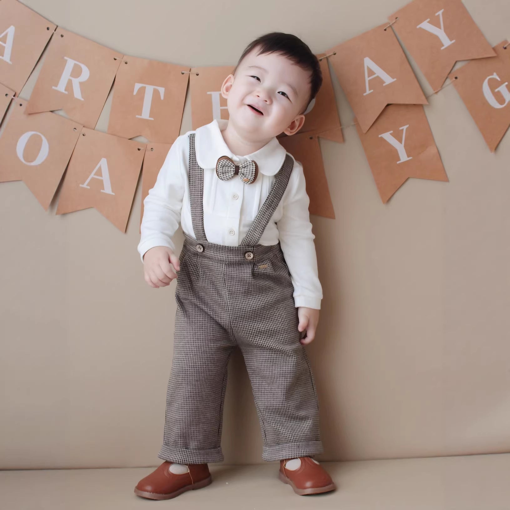 British Style Boy Overalls Birthday outfit