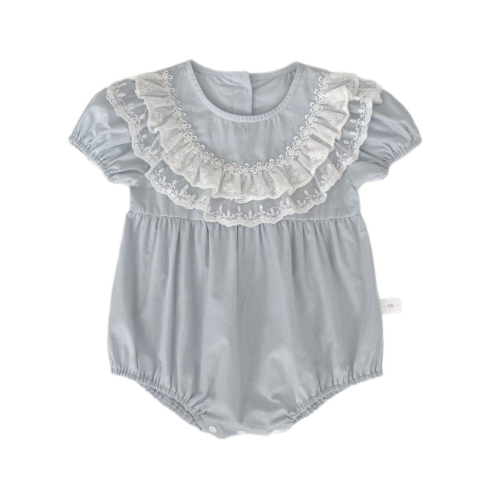 Baby Summer Romper New Style Puff Sleeve Onesie Sweet Lace Bib Overall Girl Baby 100-Day Crawling Outfit