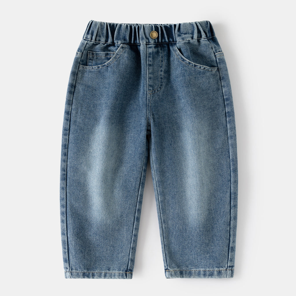 Children's Denim Long Pants Unisex Casual Versatile Kids Denim Trousers