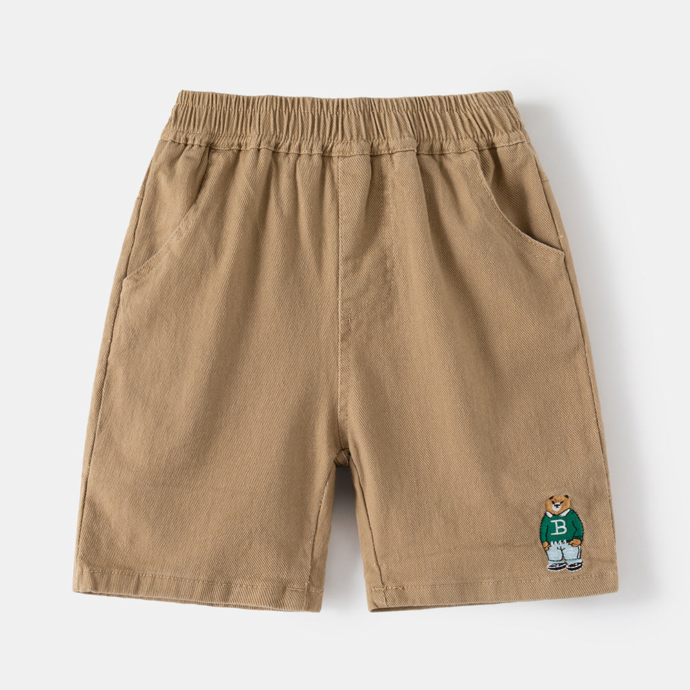 Boy's Summer Casual Shorts with Cartoon Embroidery for Kids and Toddlers