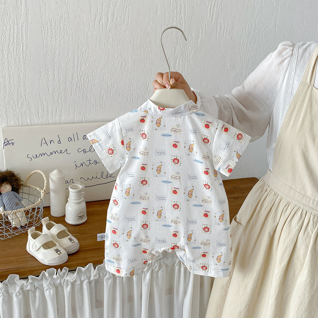 Baby Summer New Style Stereoscopic Star Tie Short Sleeve Romper Baby Adorable One-Piece Shirt