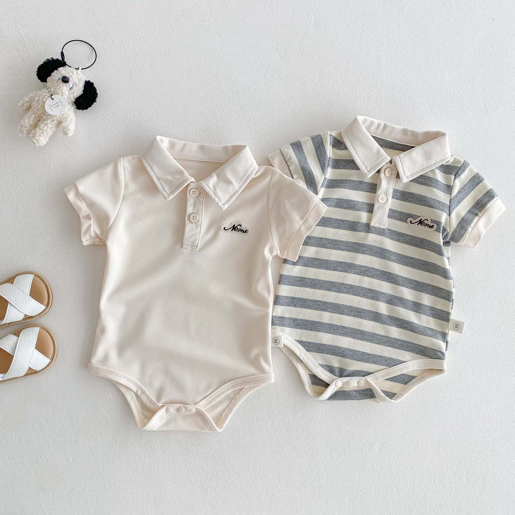 Summer Baby Boy Romper Newborn Bodysuit Short Sleeve Polo Collar Letter Print Infant Toddler Onesie