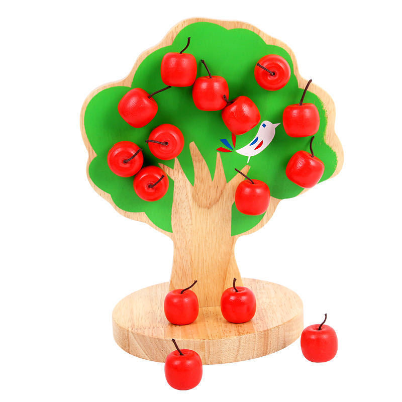 Magnetic Apple Tree Baby Wooden Apple Picking Educational Toys Early Education Intelligence Teaching Aids