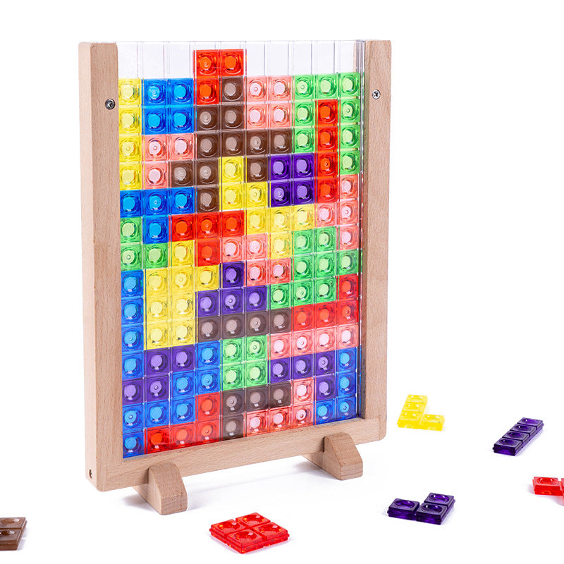 Wooden 3D Tetris Jigsaw Puzzle 0.56 Children's Early Education Educational Toys Thinking Game Blocks