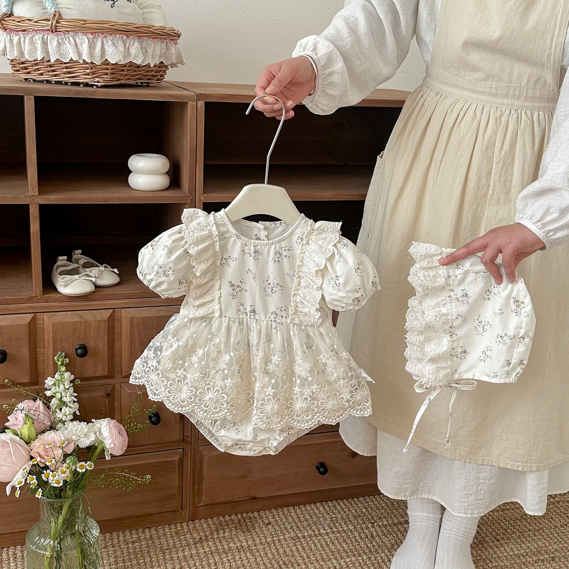 Baby Summer A-Class Clothes Girl Baby Romper Thin Lace Floral Princess Dress Newborn Bodysuit Cotton