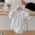Cute Baby Short Sleeve Triangular Romper with Lace Collar Princess Dress Fashion Twin Set