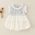 Newborn Baby Summer Romper Dress, Cute Cartoon Onesie for Girls Checkered Bodysuit