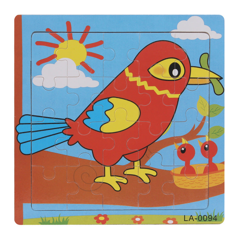 Wooden puzzle, children's animal puzzle, educational cartoon, flat puzzle toy for early childhood education