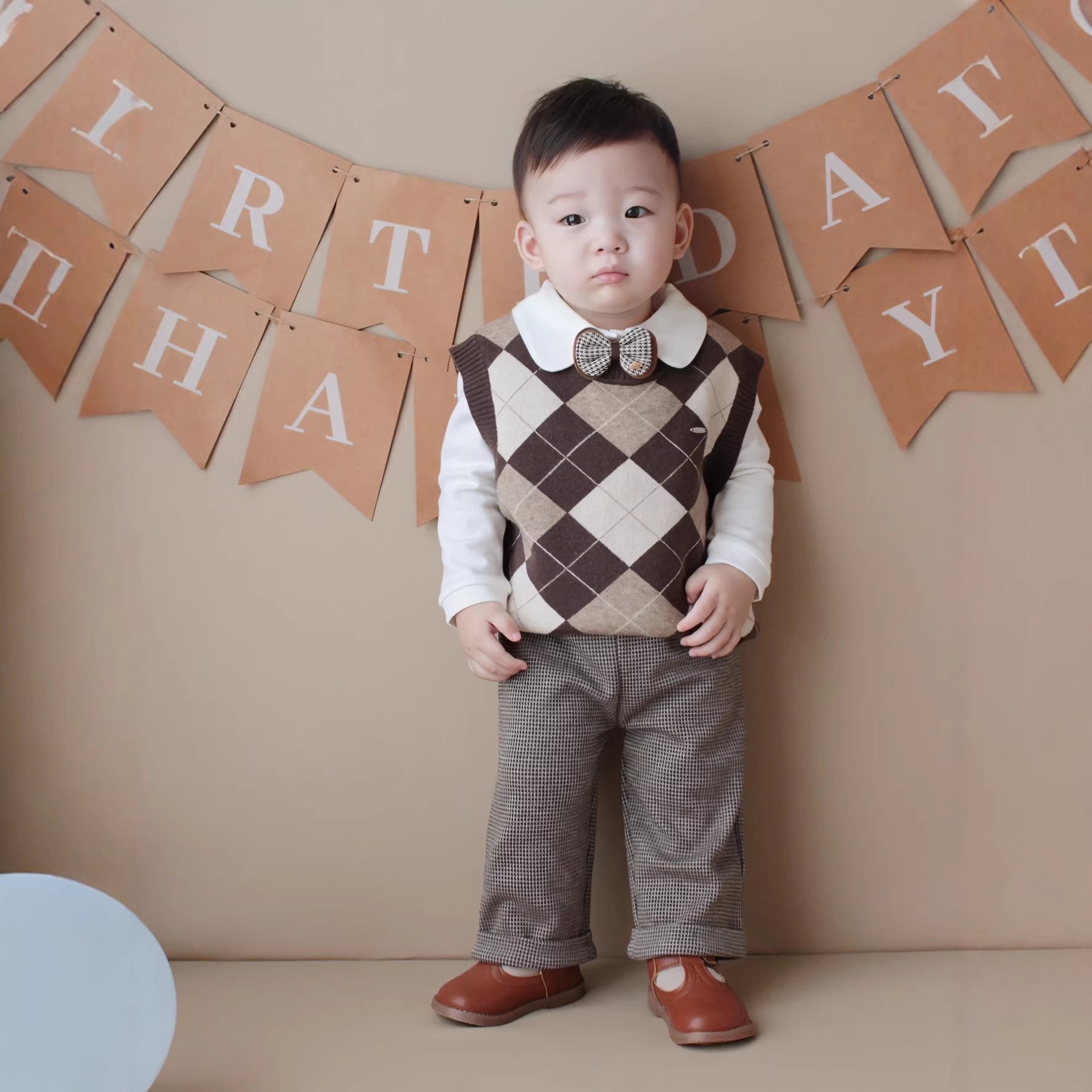 British Style Boy Overalls Birthday outfit