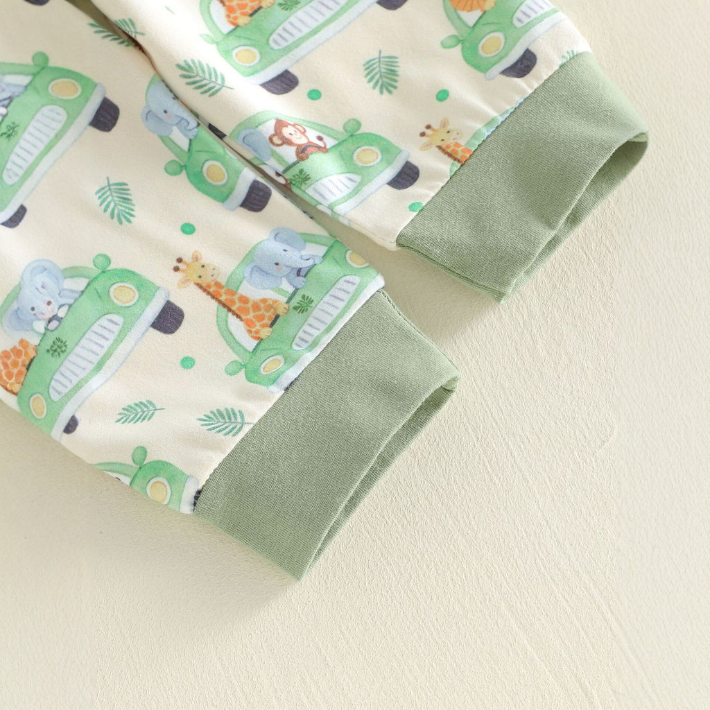 Summer Baby Cotton 3-Piece Set Cartoon Animal Print Short Sleeve Long Pants Outfit Unisex Baby Cute Loungewear