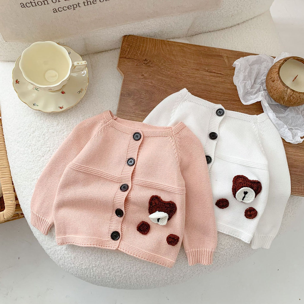 Winter  Baby Boy Girl Knit Bear Cardigan Baby Sweater Coat Long Sleeve Infant Top