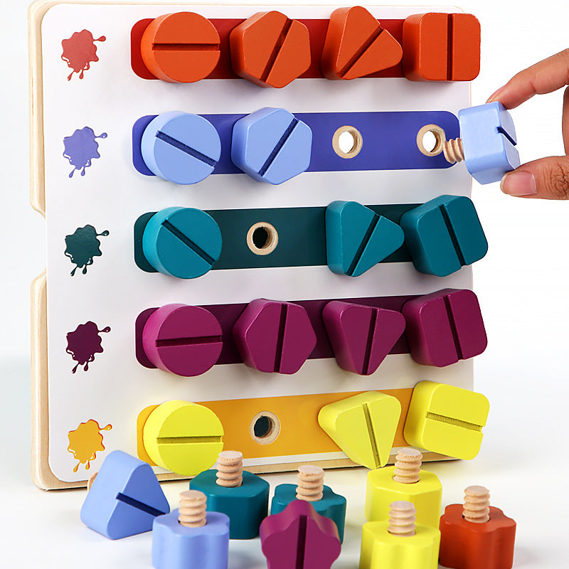 Children Screw Shape Matching Color Cognitive Nut Tool Early Education Hand-Eye Coordination Training Educational Toys