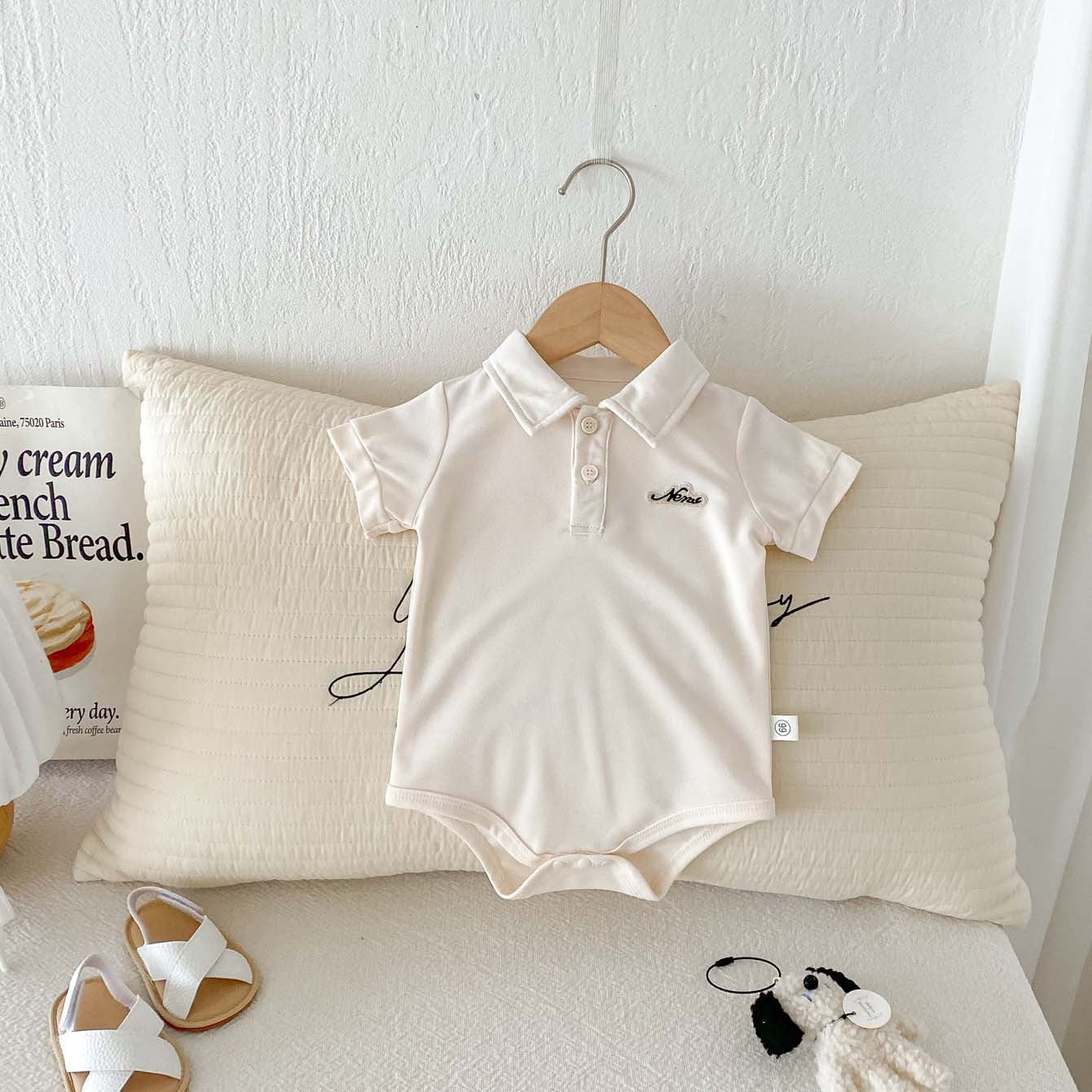 Summer Baby Boy Romper Newborn Bodysuit Short Sleeve Polo Collar Letter Print Infant Toddler Onesie