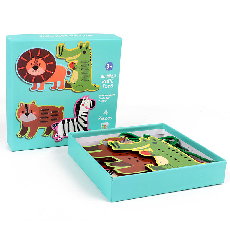 Cartoon Large Animal Fruit Threading Board Children's Early Education Exercise Baby's Fingers Flexible Concentration Educational Toys