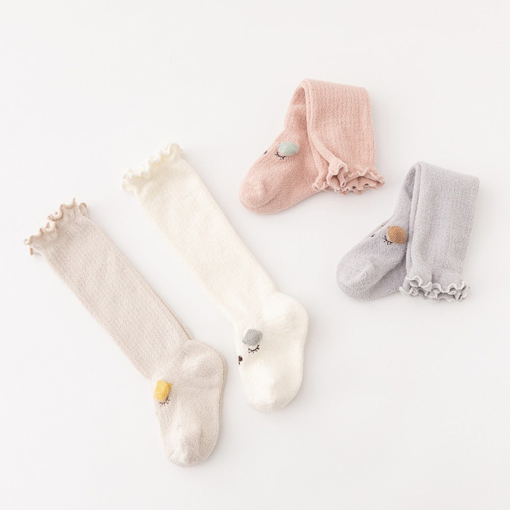 Winter Cat Coral Plush Thickened Baby Socks for Men and Women Class A Newborn Knee Length Lace Loose Mouth Baby Socks