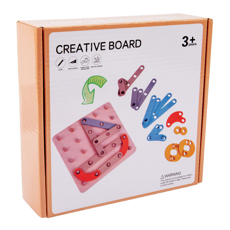 Children's Educational Creative Nail Board Game Puzzle Geometric Shape Graphic Tangram 1-3 Years Old Wooden Early Education Toys