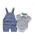 Cute Baby Boy Overalls Set Summer New Shark Stripe Infant Clothing Toddler Summer Outfit