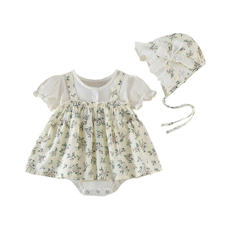 Baby Summer Clothes Girls Princess Cute Thin Summer Romper Printed Short Sleeve Trendy Baby Onesie Diaper Cover