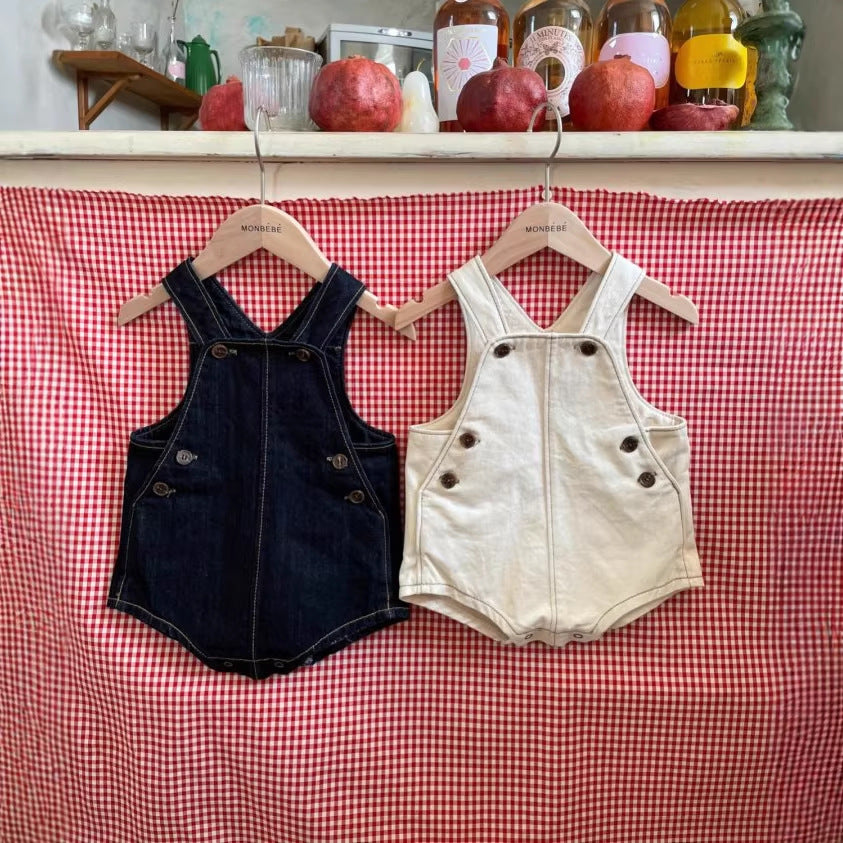 Clothing Summer Boys and Girls Short Sleeve Denim Overalls