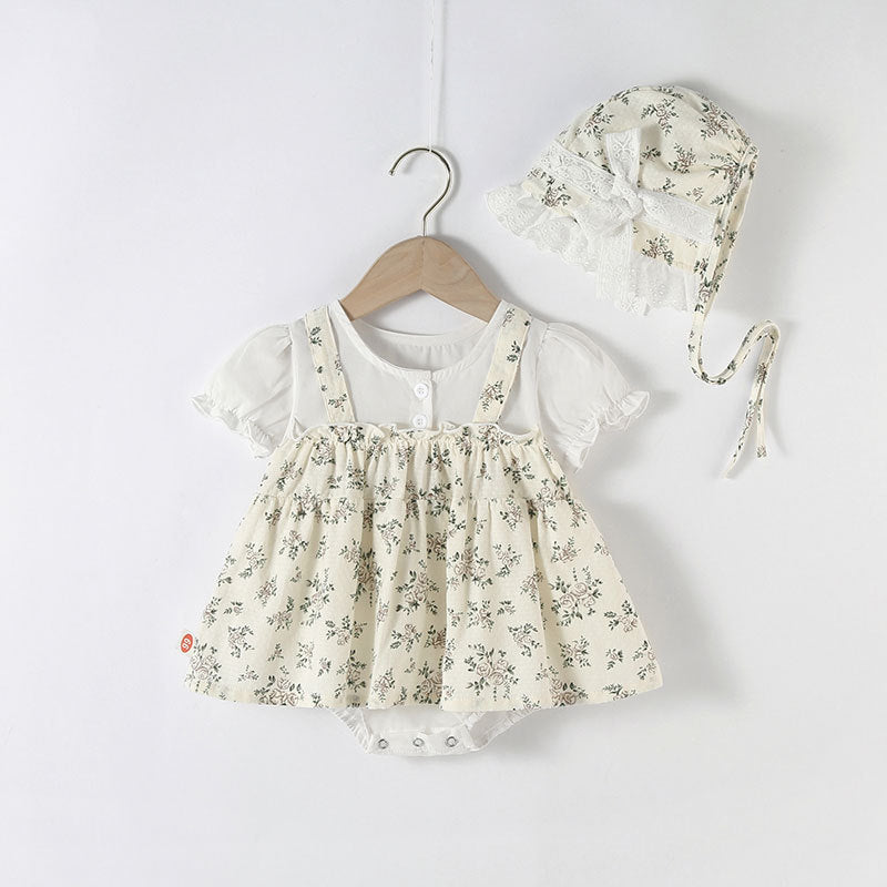 Baby Summer Clothes Girls Princess Cute Thin Summer Romper Printed Short Sleeve Trendy Baby Onesie Diaper Cover